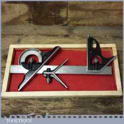 Vintage L. S. Starrett USA Cast Steel Combination Square Protractor Centre Finder