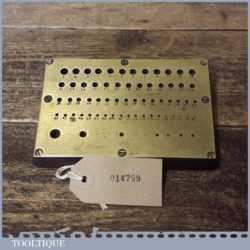 Vintage Brass Faced Numbered Drill Gauge Wooden Base