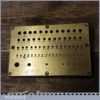 Vintage Brass Faced Numbered Drill Gauge Wooden Base