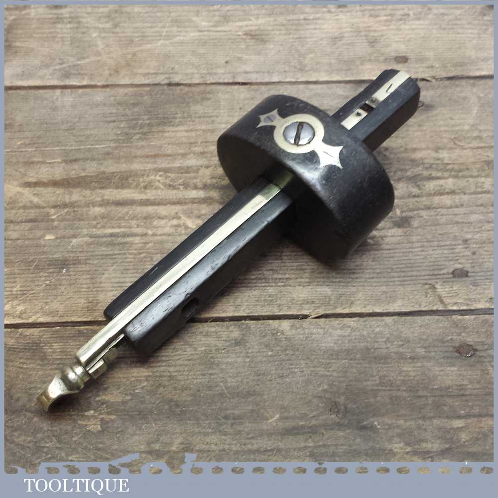Vintage Ebony and inlaid Brass Mortice Gauge