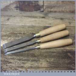 Vintage Set 3 No: Sheffield Ashley Isles Firmer Chisels 1/4” 1/ 2” & 1”