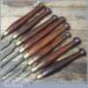Selection 8 Vintage High Carbon Wood Turning Chisels - Mahogany Handles