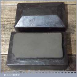 Vintage 4” x 2” Natural Honing Oil Stone Mahogany Box - Ready To Use