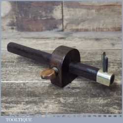 Unusual Antique Rosewood Brass Cutting Gauge With Boxwood Screw