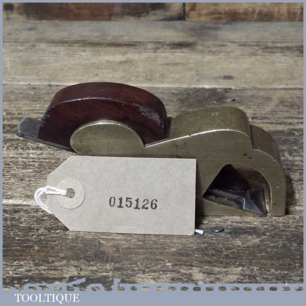 Antique Brass Bullnose Rabbet Plane Rosewood Wedge Refurbished For