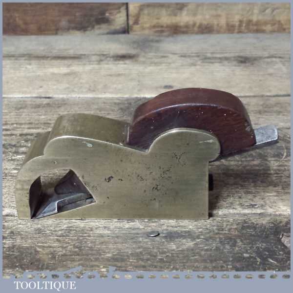 Antique Brass Bullnose Rabbet Plane Rosewood Wedge Refurbished For