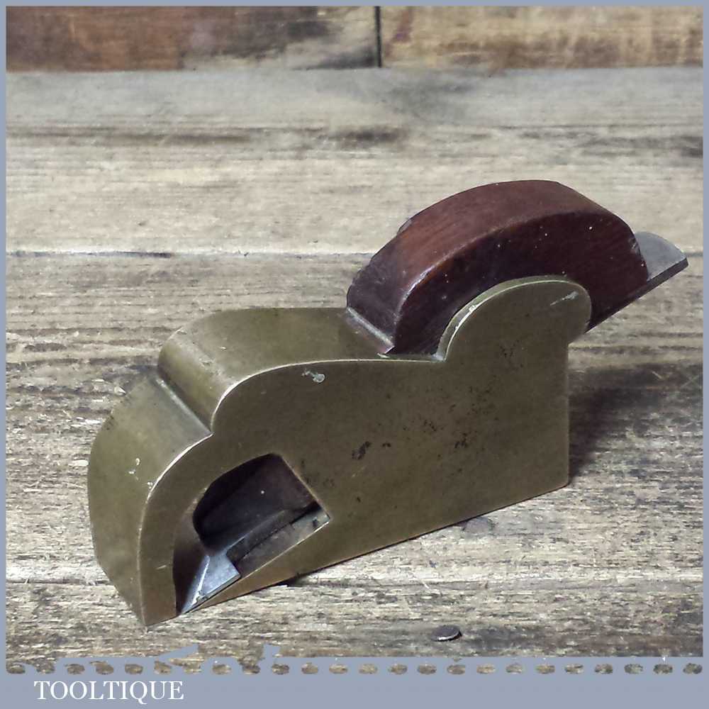 Antique Brass Bullnose Rabbet Plane Rosewood Wedge Refurbished For