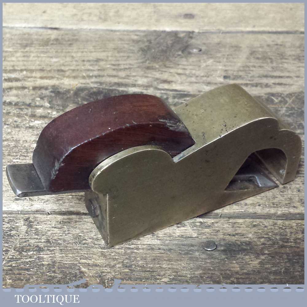 Antique Brass Bullnose Rabbet Plane Rosewood Wedge Refurbished For