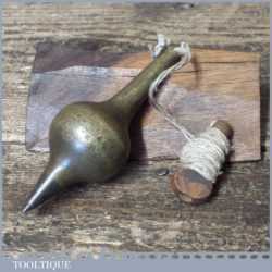 Antique 4” Steel Tipped Solid Brass Plumb Bob Unusual Shape - Good Condition