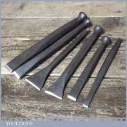 Old Vintage Set 6 Stone Mason’s Or Sculpture’s Chisels - Good Condition