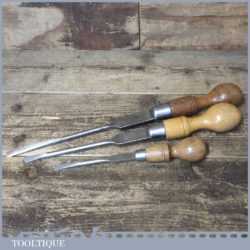 3 Vintage Cabinet Makers Beech Handled Screwdrivers - Fully Refurbished