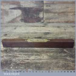 Vintage 12 ½” Mahogany And Brass Spirit Level Clear Glass Bubble