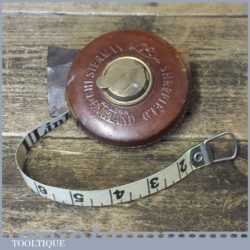 Vintage Chesterman Leather Bound 50ft Measuring Tape - Good Condition