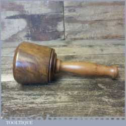 Handmade Wood Turned Old Lignum Mallet Yew Handle Ebony Wedge