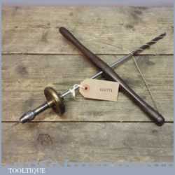 Rare 19th Century Rosewood Handled Archimedes Pump Bow Drill With Brass Counterweight