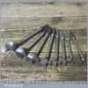 Vintage Set 8 No: Single Wing Screw Centre Bits 3/8” – 1 ½” Various Makers