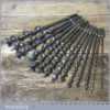 Vintage Set 14 No: Double Spur Screw Auger Bits Sizes 3/16” – 1”