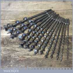 Vintage Set 14 No: Double Spur Screw Auger Bits Sizes 3/16” – 1”