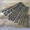 Vintage Set 14 No: Double Spur Screw Auger Bits Sizes 3/16” – 1”