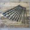 Vintage Set 11 No: Double Spur Screw Auger Bits Sizes 1/4” – 1”