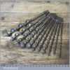 Vintage Set 11 No: Double Spur Screw Auger Bits Sizes 1/4” – 1” Sharpened