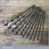 Vintage Set 11 No: Double Spur Screw Auger Bits Sizes 1/4” – 1” Sharpened