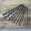Vintage Set 10 No: Double Spur Screw Auger Bits Sizes 1/4” – 1” Sharpened