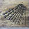 Vintage Set 10 No: Double Spur Screw Auger Bits Sizes 1/4” – 1” Sharpened