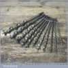 Vintage Set 11 No: Double Spur Screw Auger Bits Sizes 1/4” – 1” Sharpened