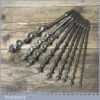 Vintage Set 9 No: Double Spur Screw Auger Bits Sizes 1/4” – 1” Sharpened