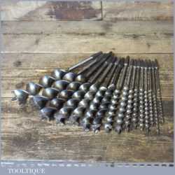 Vintage Set 16 No Double Spur Screw Auger Bits 1/4” – 1 7/16” Sharpened