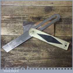 Rare Vintage Brass Framed Sliding Bevel Ebony Infill - Good Condition