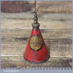 Vintage Small Alton Valvespout Oil Can With Good Decal And Paint