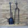 Antique Wrought Iron Fireside Shovel And Coal Tongs - Good Condition