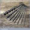Vintage Set 8 No: Double Spur Screw Auger Bits 1/4” – 1” Sharpened