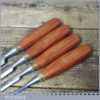 Vintage Set 4 No: Footprint Socketed Bevel Edge Chisels 1/4” 1/ 2” 3/4” & 1”