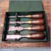 Vintage Boxed Set 4 Hamlet Tools Socketed Bevel Edge Palm Chisels