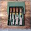 Vintage Boxed Set 4 Hamlet Tools Socketed Bevel Edge Palm Chisels