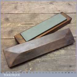 Vintage Green Charnley Forest Natural honing Oil Stone In Wooden Box