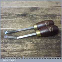 Vintage Pair Of Crown Tools Dog Leg Chisels With Mahogany Handles