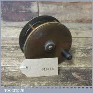 Antique 4” Brass Drum Fishing Reel - Good Condition