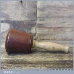 Handmade Wood Turned Old Azobé (Ekki) Hardwood Mallet Oak Handle
