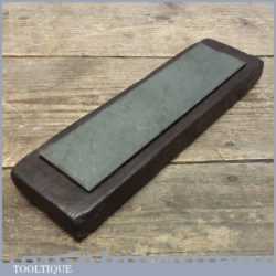 Vintage Charley Forest Natural Honing Oil Stone In Wooden Base