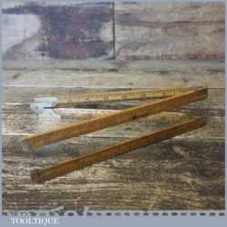 Vintage Rabone No 1119 Boxwood Brass 24” Architects Folding Rule