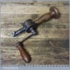 Unusual Rare Antique Hand Drill For Brace Bits - Enclosed Gears Ash Handles