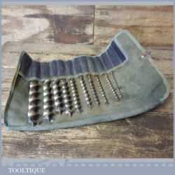 Vintage Set 10 No: Double Spur Screw Auger Bits 1/4” – 1 ⅛” Sharpened