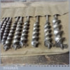 Vintage Set 12 No: Double Spur Screw Auger Bits 1/4” – 1 ¼” Sharpened