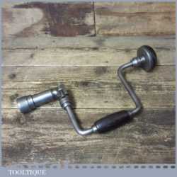 Unusual Vintage Carpenter’s Ratchet Brace Rosewood Handles 10” Swing