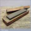 Old Vintage Medium Grit Honing Oil Stone In Pine Box - 8" x 2"