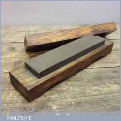 Old Vintage Medium Grit Honing Oil Stone In Pine Box - 8" x 2"